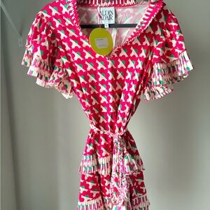 Alden Adair Pink and White Mini Dress